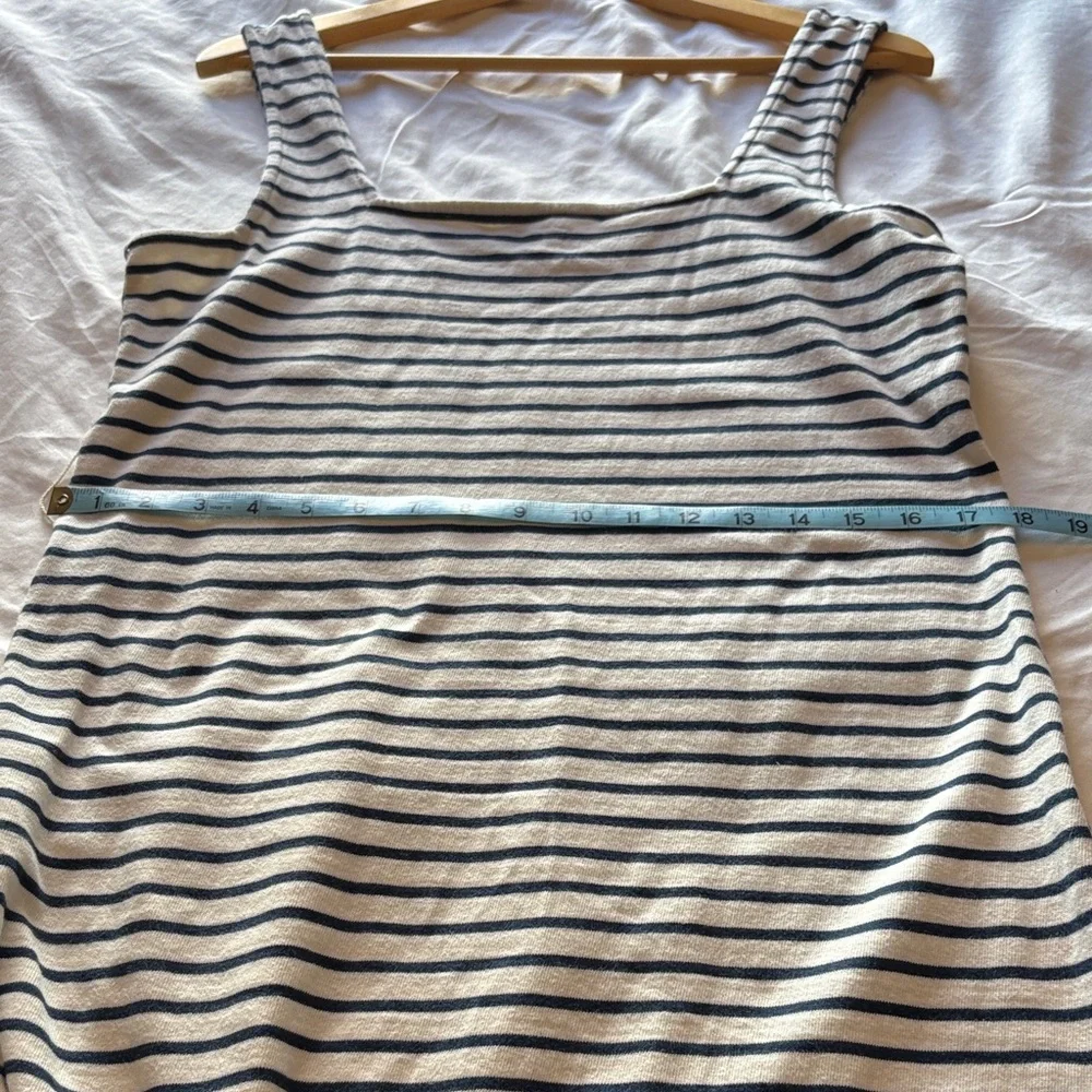 Rails Women's Nautical Striped Midi Dress Square Neck 100% Cotton Navy White  L